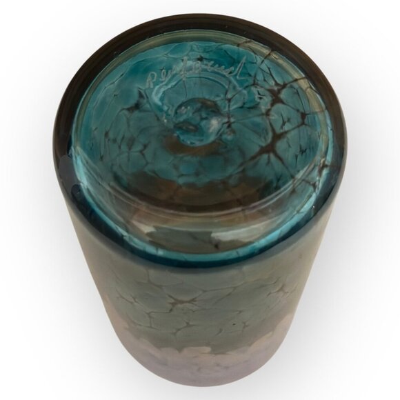 Handcrafted Hand Blown Glass Tumbler Short Vase w Reflective Iridescent Colors - Picture 12 of 16